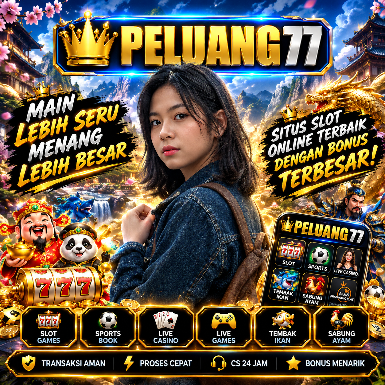 Tampilan platform PELUANG77 dengan desain modern dan responsif
